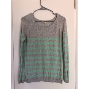 🔶 Grey and Neon Green Striped Sweater